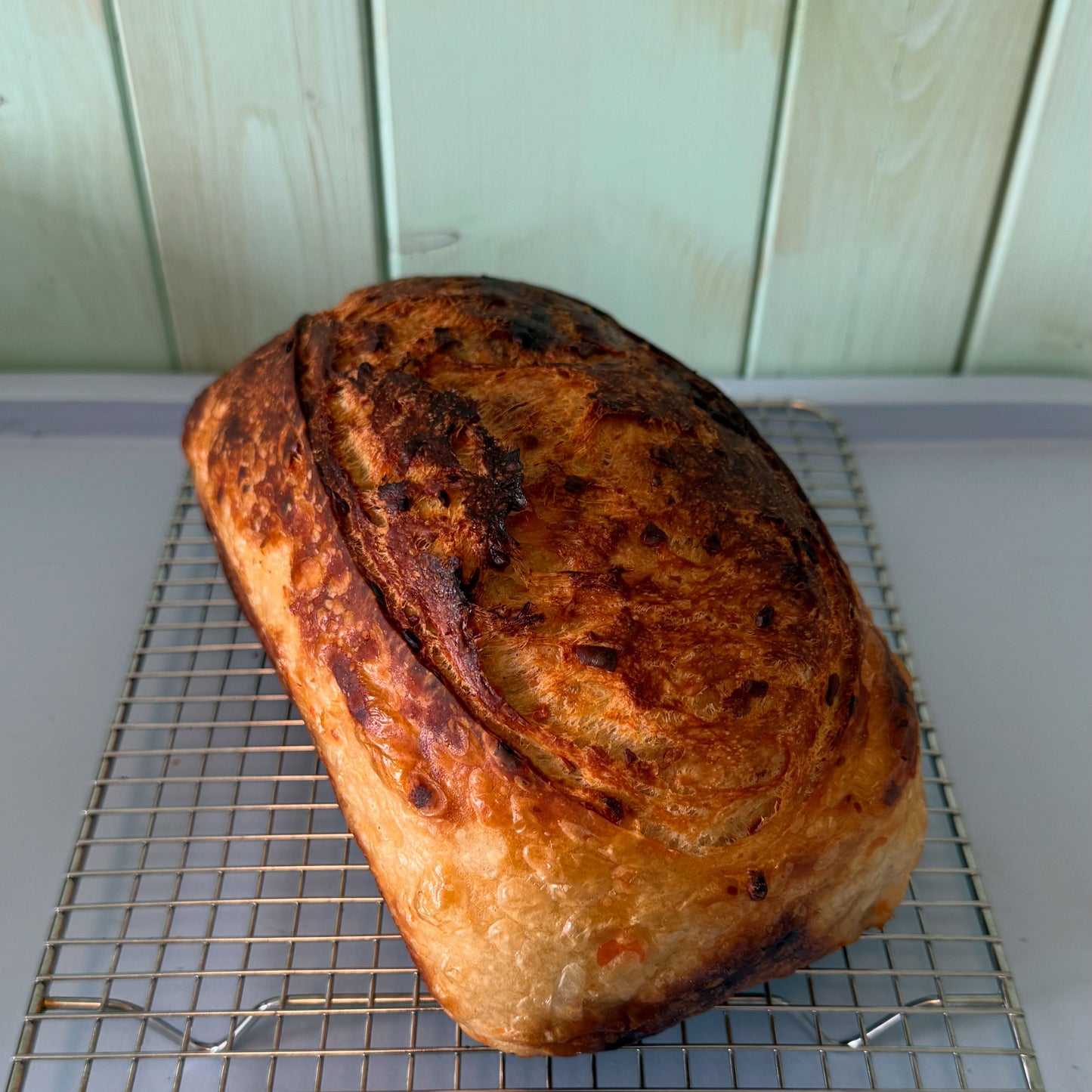 Cheesy Sourdough Pan Loaf