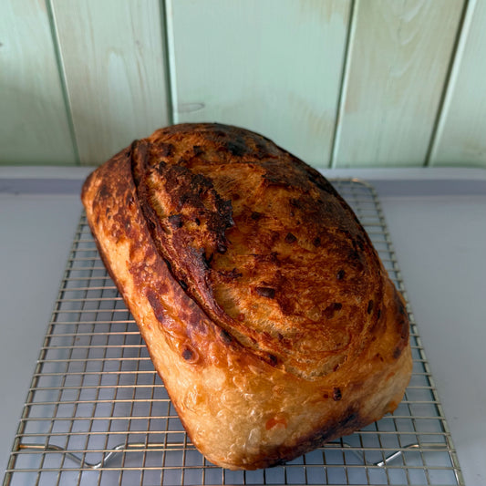 Cheesy Sourdough Pan Loaf