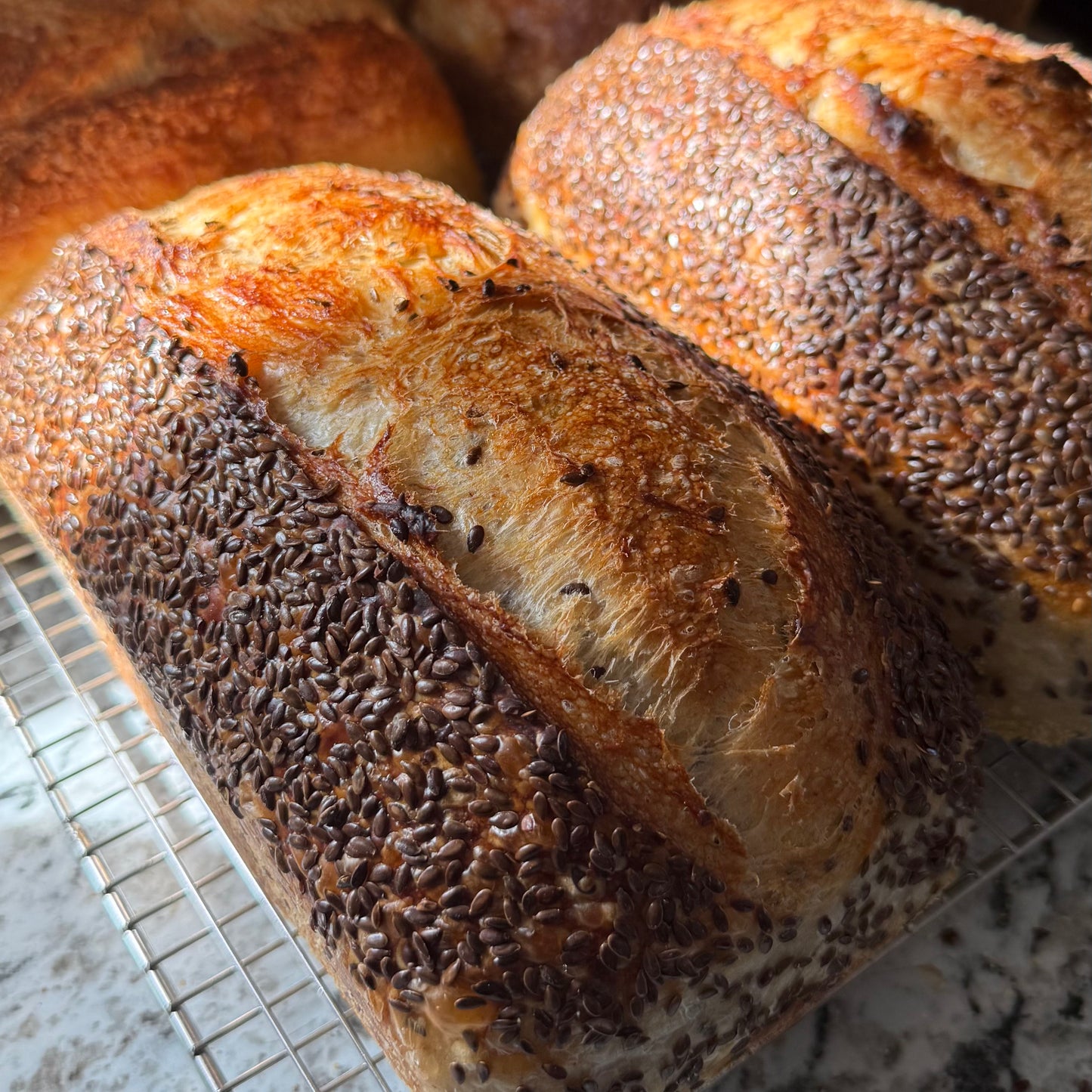 Flax Seed Sourdough Pan Loaf