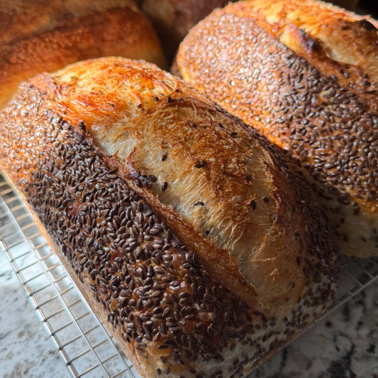 Flax Seed Sourdough Pan Loaf